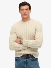 Superdry Cream Jacob Cable Knit Jumper - Image 1 of 6