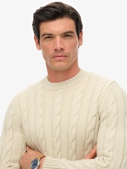 Superdry Cream Jacob Cable Knit Jumper - Image 3 of 6