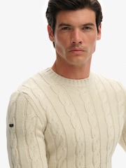 Superdry Cream Jacob Cable Knit Jumper - Image 4 of 6