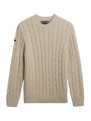 Superdry Cream Jacob Cable Knit Jumper - Image 5 of 6