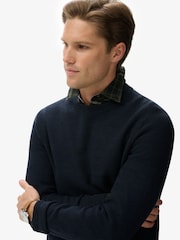 Superdry Blue Light Weight Cotton Texture Jumper - Image 3 of 4