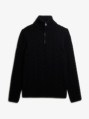 Superdry Blue Jacob Cable Knit Half Zip Jumper - Image 1 of 2