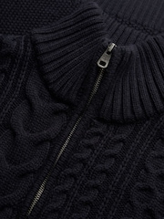 Superdry Blue Jacob Cable Knit Half Zip Jumper - Image 2 of 2