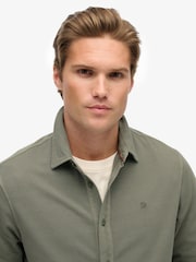 Superdry Green Vintage Destroy Pique Long Sleeve Shirt - Image 4 of 5