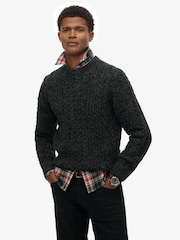 Superdry Black Jacob Cable Knit Jumper - Image 1 of 6