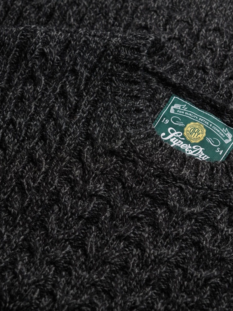 Superdry Black Jacob Cable Knit Jumper - Image 6 of 6