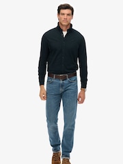Superdry Blue Vintage Destroy Pique Long Sleeve Shirt - Image 1 of 5