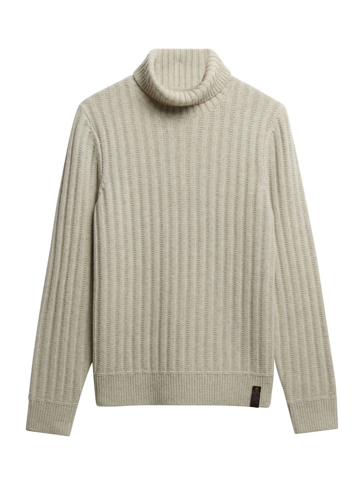 Superdry Natural Merchant Rib Roll Neck Jumper - Image 1 of 1