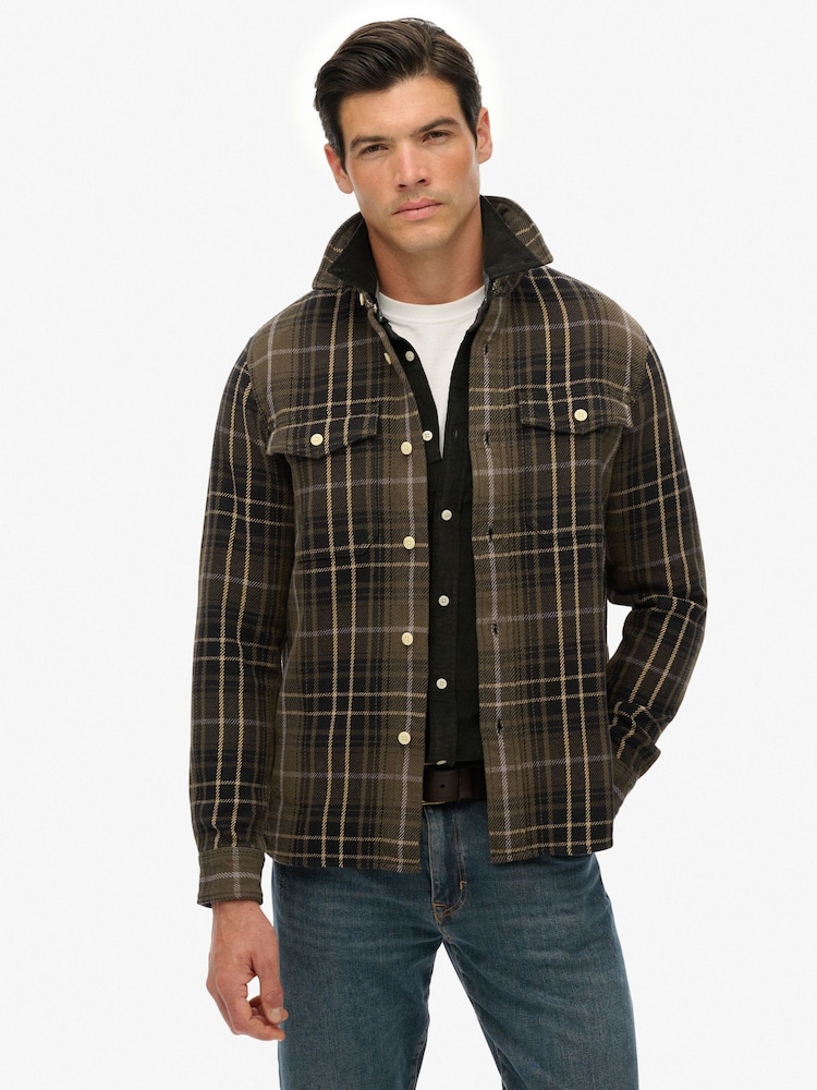 Superdry Green Merchant Heavy Checked Shirt - Image 1 of 7