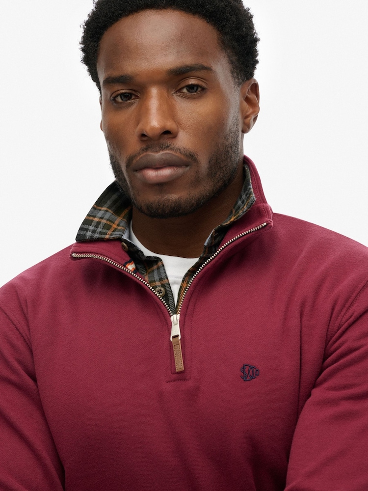 Superdry Red Preppy Half Zip Jumper - Image 1 of 4