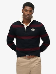 Superdry Eclipse Navy/Port Vintage Athletic Stripe Rugby Top - Image 1 of 6
