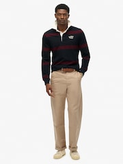 Superdry Eclipse Navy/Port Vintage Athletic Stripe Rugby Top - Image 2 of 6