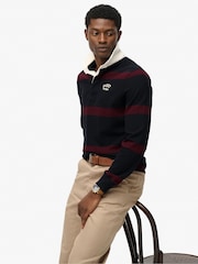 Superdry Eclipse Navy/Port Vintage Athletic Stripe Rugby Top - Image 3 of 6
