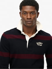 Superdry Eclipse Navy/Port Vintage Athletic Stripe Rugby Top - Image 4 of 6