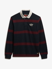 Superdry Eclipse Navy/Port Vintage Athletic Stripe Rugby Top - Image 5 of 6