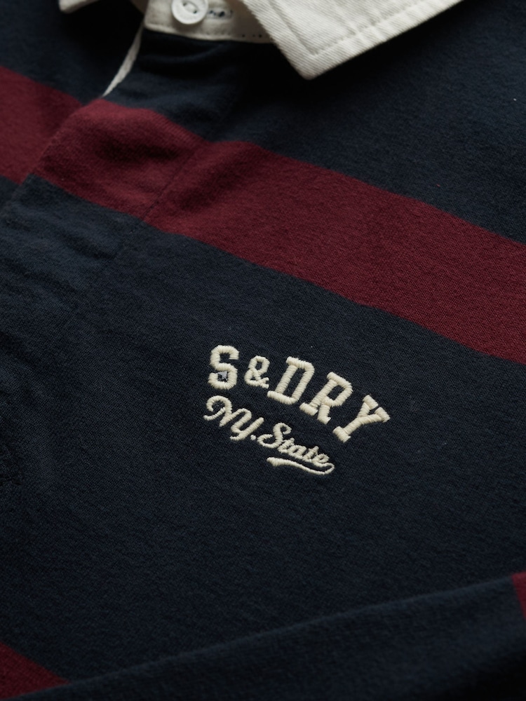 Superdry Eclipse Navy/Port Vintage Athletic Stripe Rugby Top - Image 6 of 6