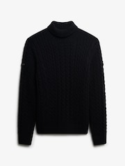 Superdry Blue Jacob Cable Roll Neck Jumper - Image 6 of 8