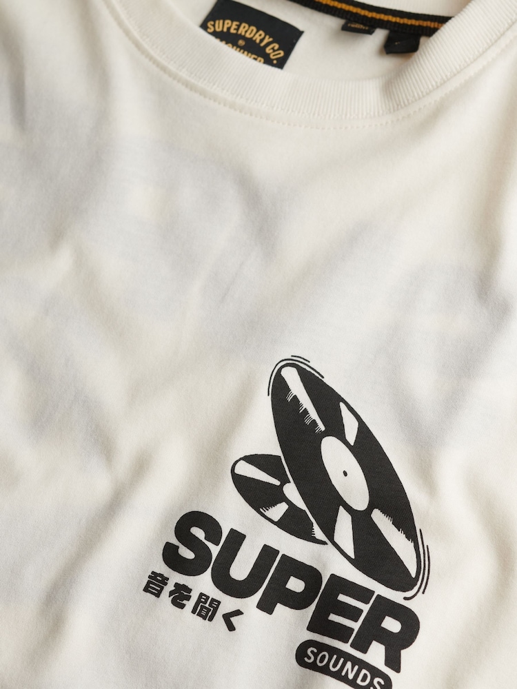 Superdry Cream Record Label Oversized T-Shirt - Image 5 of 5 Superdry Cream Record Label Oversized T-Shirt - Image 5 of 5