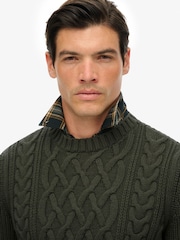 Superdry Green Jacob Cable Knit Jumper - Image 4 of 6