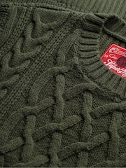 Superdry Green Jacob Cable Knit Jumper - Image 6 of 6