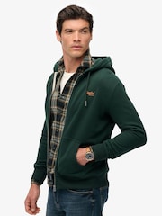 Superdry Olive Green Essential Logo Half Brushed Zip Hoodie - Image 2 of 5