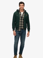 Superdry Olive Green Essential Logo Half Brushed Zip Hoodie - Image 3 of 5