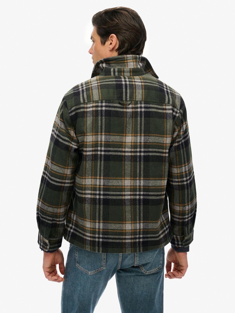Superdry Green Wool Miller Zip Overshirt - Image 2 of 7