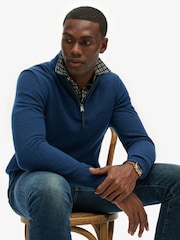 Superdry Dusk Navy Marl Wool Blend Half Zip Jumper - Image 3 of 5