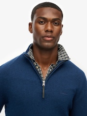 Superdry Dusk Navy Marl Wool Blend Half Zip Jumper - Image 4 of 5