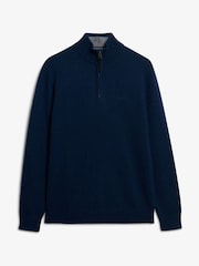 Superdry Dusk Navy Marl Wool Blend Half Zip Jumper - Image 5 of 5