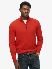Superdry Orange Wool Blend Half Zip Jumper - Image 1 of 6