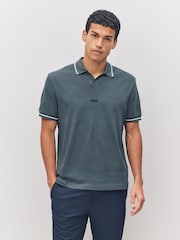 BOSS Grey Tipped Polo Shirt - Image 1 of 6