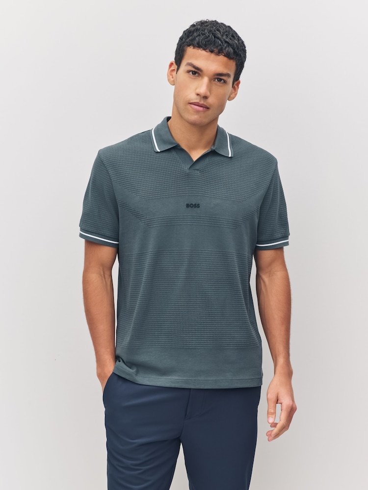 BOSS Grey Tipped Polo Shirt - Image 1 of 6