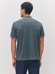 BOSS Grey Tipped Polo Shirt - Image 3 of 6