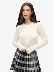 Superdry White Micro Cable Cardigan - Image 1 of 5