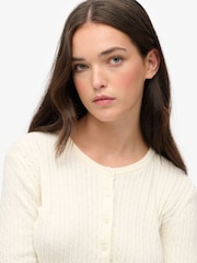 Superdry White Micro Cable Cardigan - Image 4 of 5