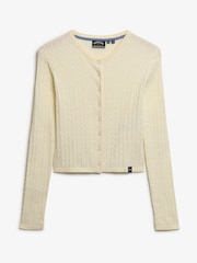 Superdry White Micro Cable Cardigan - Image 5 of 5