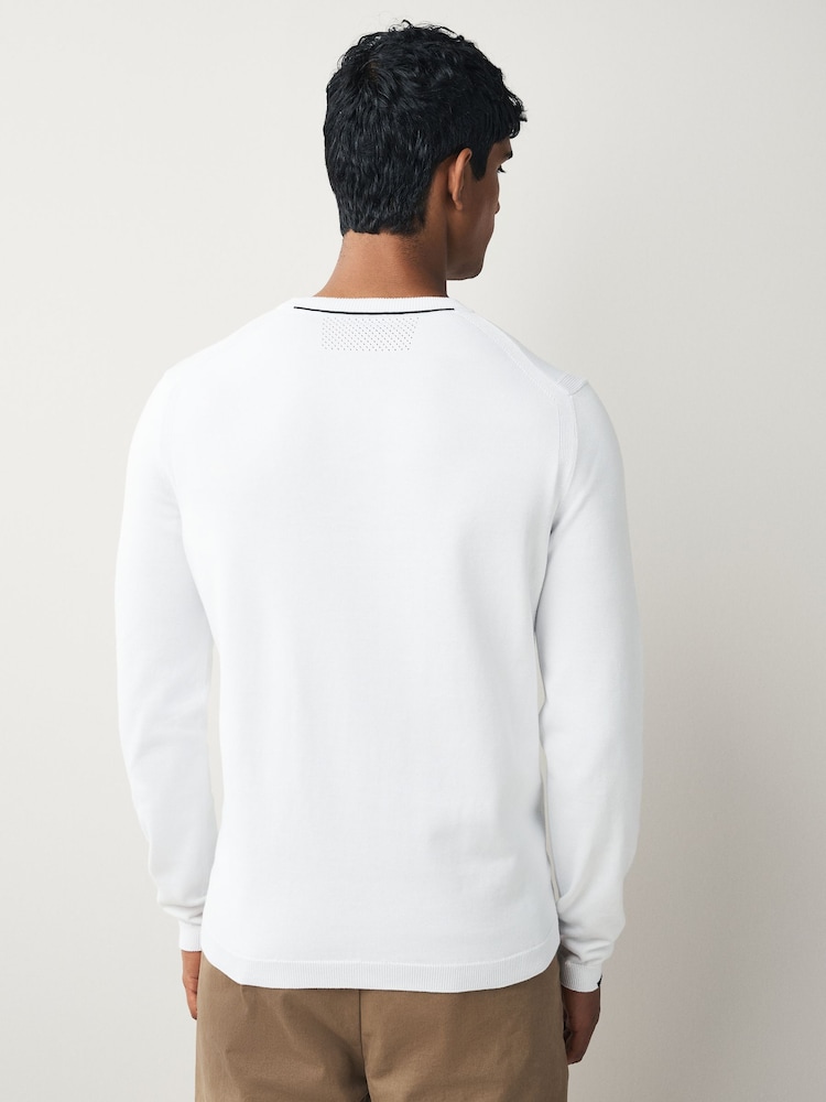 BOSS White Ecru Regular Fit Ever Crew Neck Jumper - Image 2 of 5