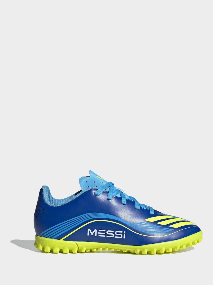 adidas Blue/Yellow Kids F50 Messi Club Turf Boots - Image 1 of 11