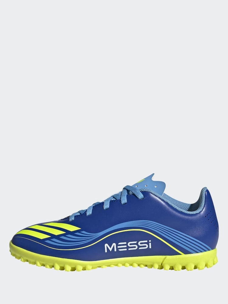 adidas Blue/Yellow Kids F50 Messi Club Turf Boots - Image 2 of 11