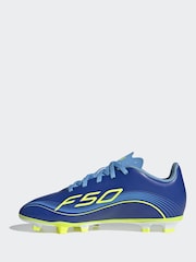 adidas Blue/Yellow Kids F50 Messi Club Firm/Multi Ground Boots - Image 3 of 10