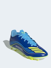 adidas Blue/Yellow Kids F50 Messi Club Firm/Multi Ground Boots - Image 4 of 10