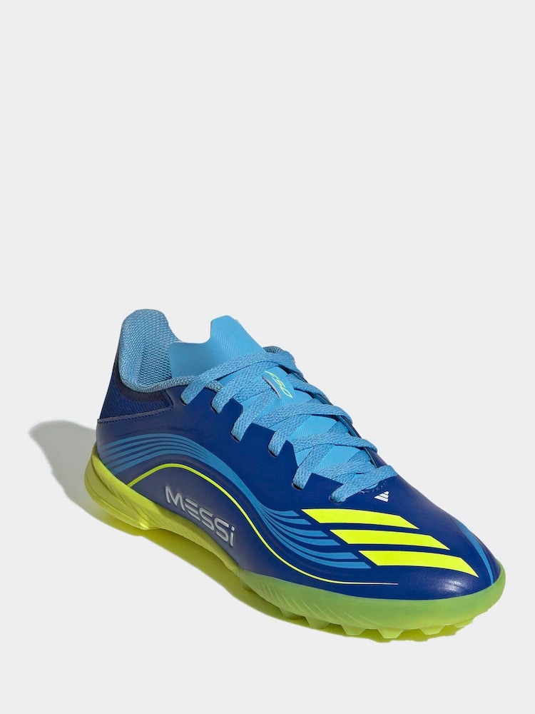 adidas Blue/Yellow Kids F50 Messi League Turf Boots - Image 1 of 9