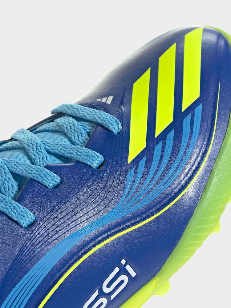 adidas Blue/Yellow Kids F50 Messi League Turf Boots - Image 9 of 9