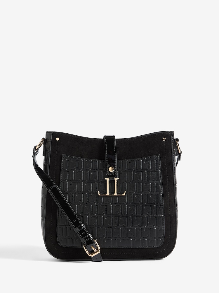 Lipsy Black Embossed Messenger Bag - Image 1 of 5