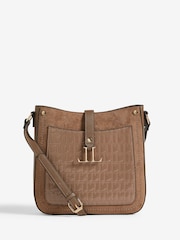 Lipsy Brown Embossed Messenger Bag - Image 1 of 6