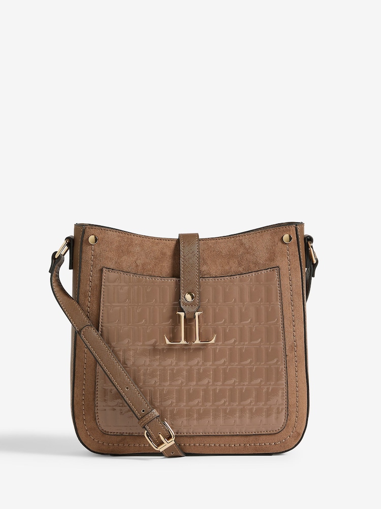 Lipsy Brown Embossed Messenger Bag - Image 1 of 6