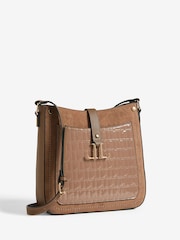 Lipsy Brown Embossed Messenger Bag - Image 3 of 6