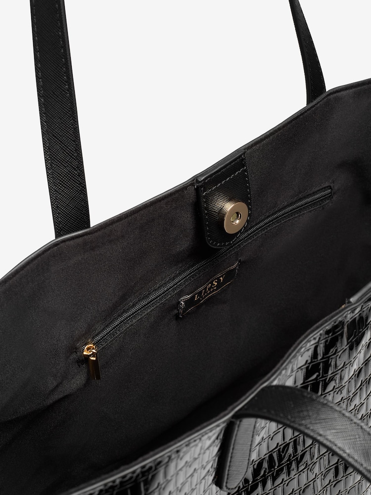 Lipsy Black Embossed Shoppers Bag - Image 4 of 4