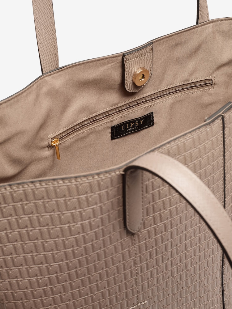 Lipsy Brown Embossed Shoppers Bag - Image 4 of 4